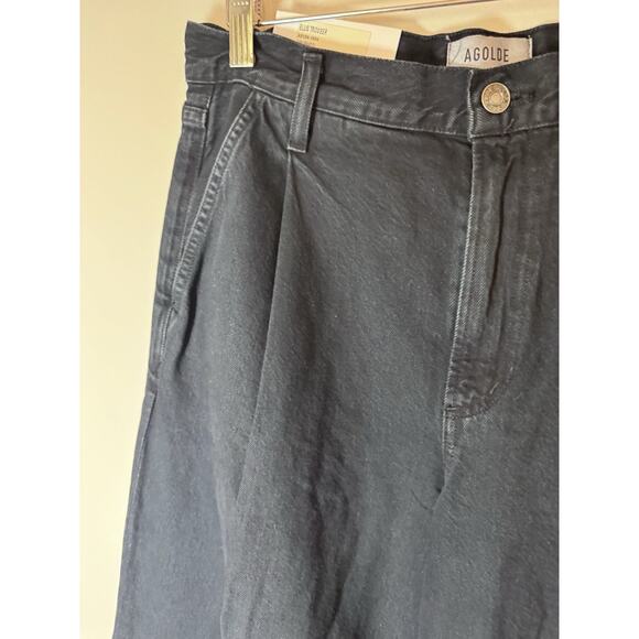 Agolde Ellis Wide Leg Denim Trouser - Crushed Black Sz 25 $268 - Picture 8 of 16